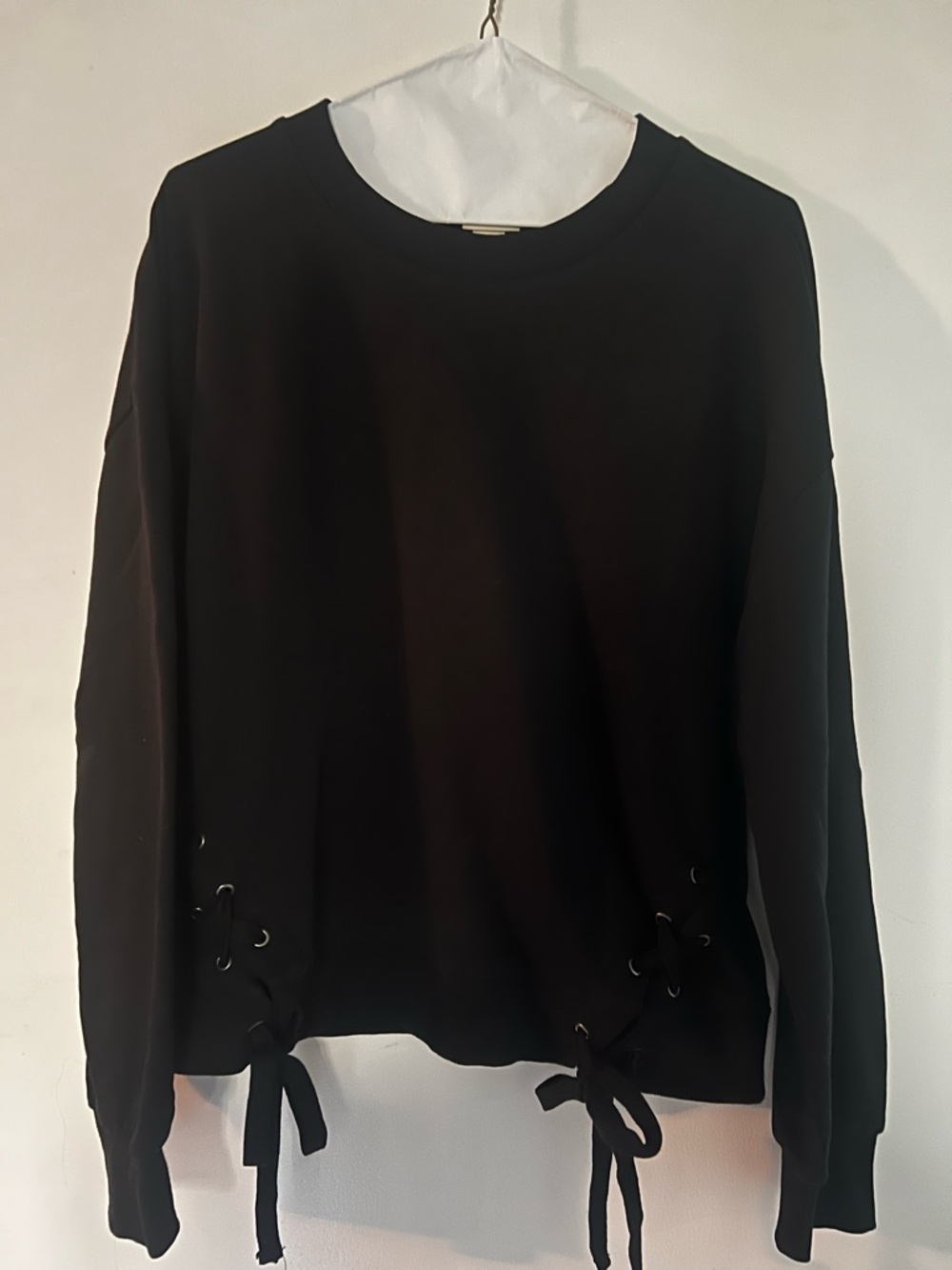 Mossimo Supply Co. Black Lace-Up Hem Sweatshirt